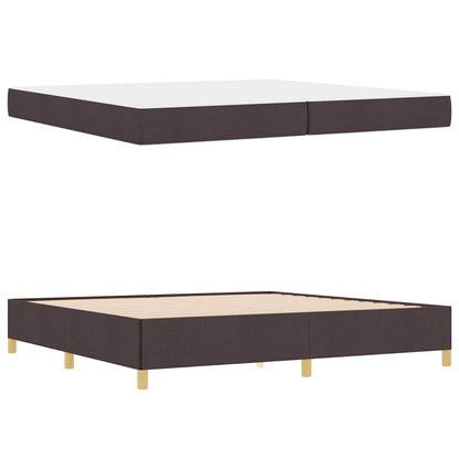 Box Spring Seng Med Madras Mørkebrun Og Hvid 200 X 200 Cm Stof - Billede 5