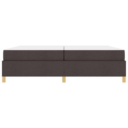 Box Spring Seng Med Madras Mørkebrun Og Hvid 200 X 200 Cm Stof - Billede 6