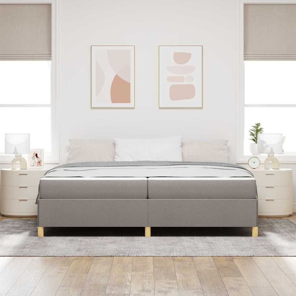 Box Spring Seng Med Madras Taupe Og Hvid 200 X 200 Cm Stof - Billede 4