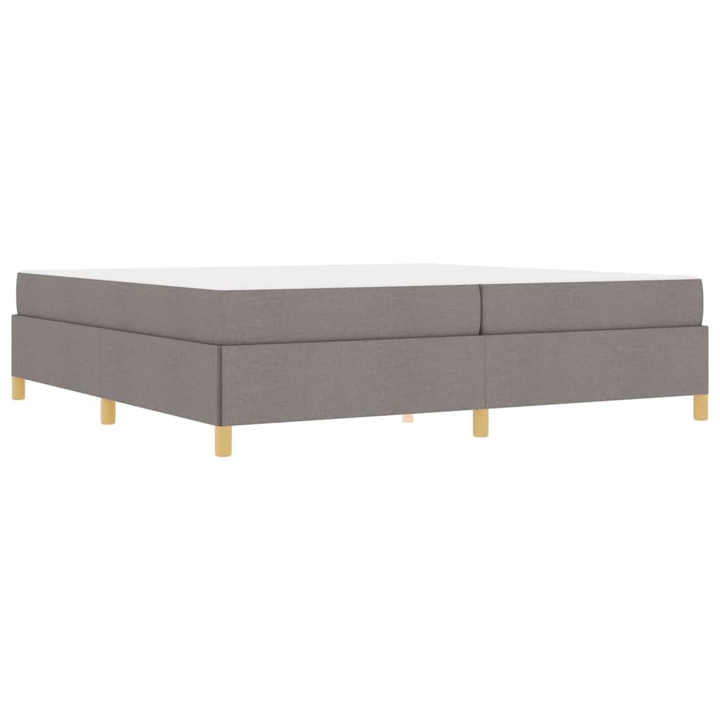 Box Spring Seng Med Madras Taupe Og Hvid 200 X 200 Cm Stof - Billede 2