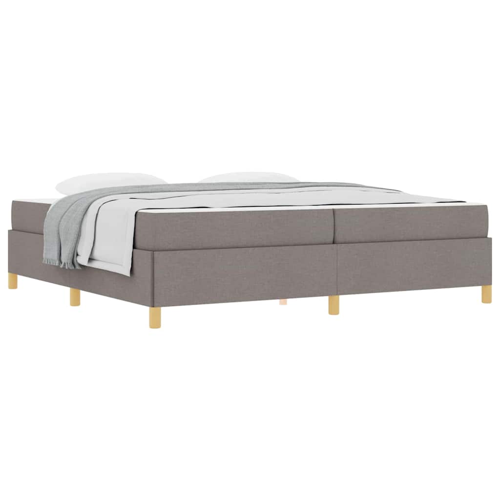Box Spring Seng Med Madras Taupe Og Hvid 200 X 200 Cm Stof - Billede 3