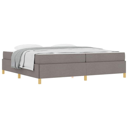 Box Spring Seng Med Madras Taupe Og Hvid 200 X 200 Cm Stof - Billede 3