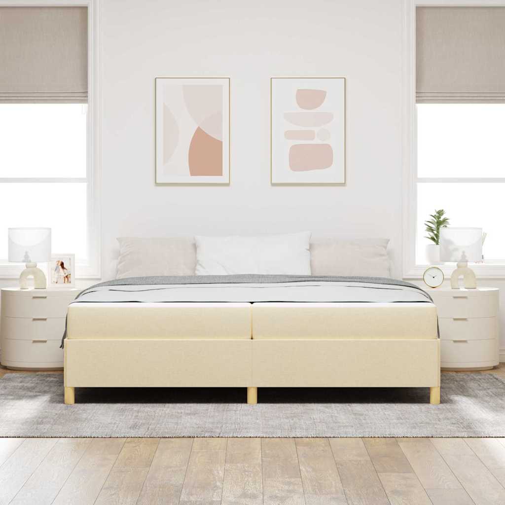 Box Spring Seng Med Madras Hvid Og Creme 200 X 200 Cm Stof - Billede 4
