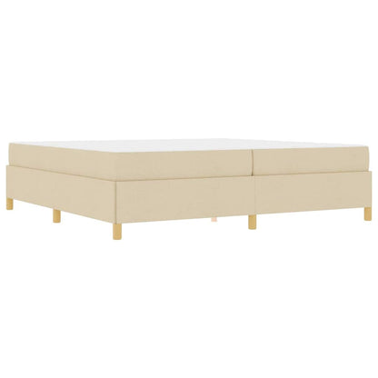 Box Spring Seng Med Madras Hvid Og Creme 200 X 200 Cm Stof - Billede 2
