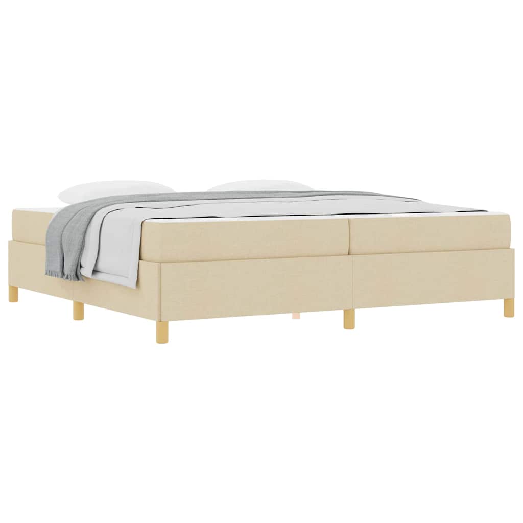 Box Spring Seng Med Madras Hvid Og Creme 200 X 200 Cm Stof - Billede 3