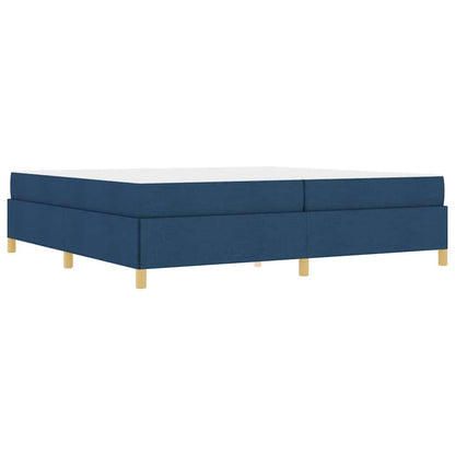 Box Spring Seng Blå Og Mørkeblå Og Hvid 200 X 200 Cm Stof - Billede 2
