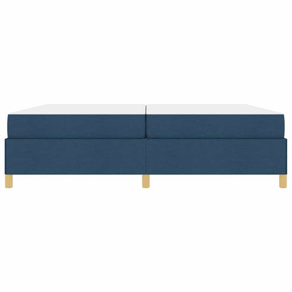 Box Spring Seng Blå Og Mørkeblå Og Hvid 200 X 200 Cm Stof - Billede 6