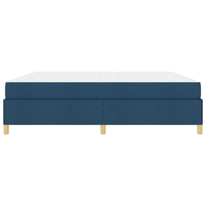 Box Spring Seng Blå Og Mørkeblå Og Hvid 200 X 200 Cm Stof - Billede 7