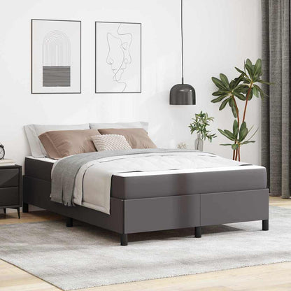 Sengeramme Med Madras Med Madras Grå 140 X 190 Cm Kunstlæder - Hovedbillede