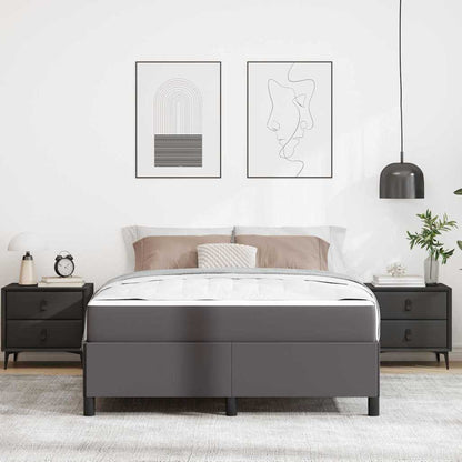 Sengeramme Med Madras Med Madras Grå 140 X 190 Cm Kunstlæder - Billede 4