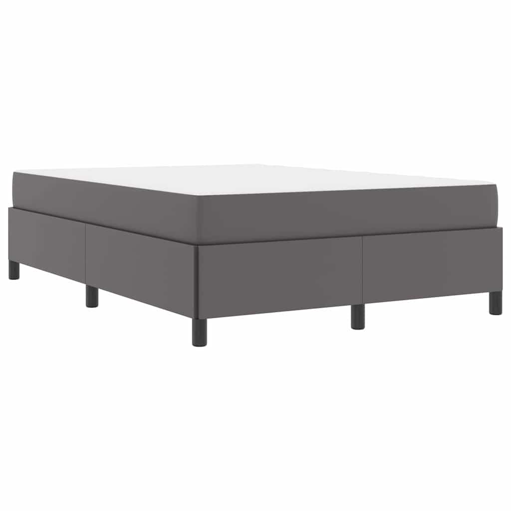 Sengeramme Med Madras Med Madras Grå 140 X 190 Cm Kunstlæder - Billede 2