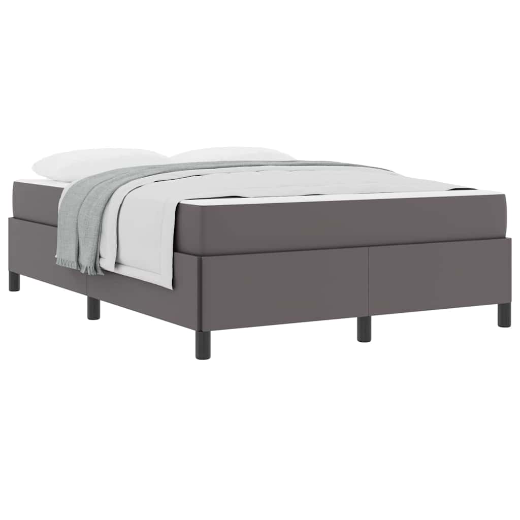 Sengeramme Med Madras Med Madras Grå 140 X 190 Cm Kunstlæder - Billede 3