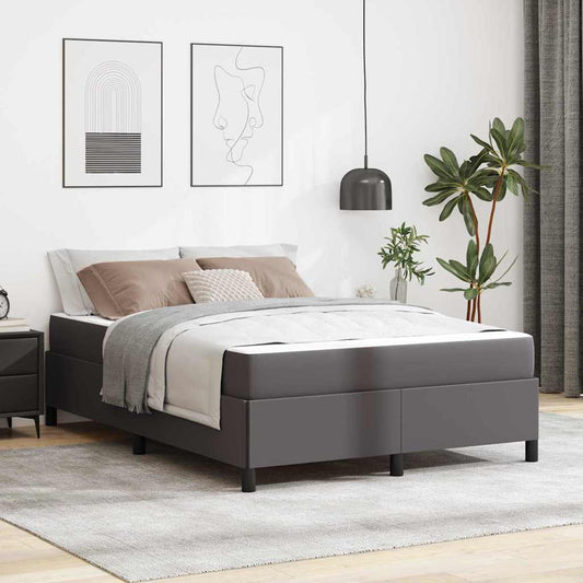 Sengeramme Med Madras Med Madras Grå 160 X 200 Cm Kunstlæder - Hovedbillede