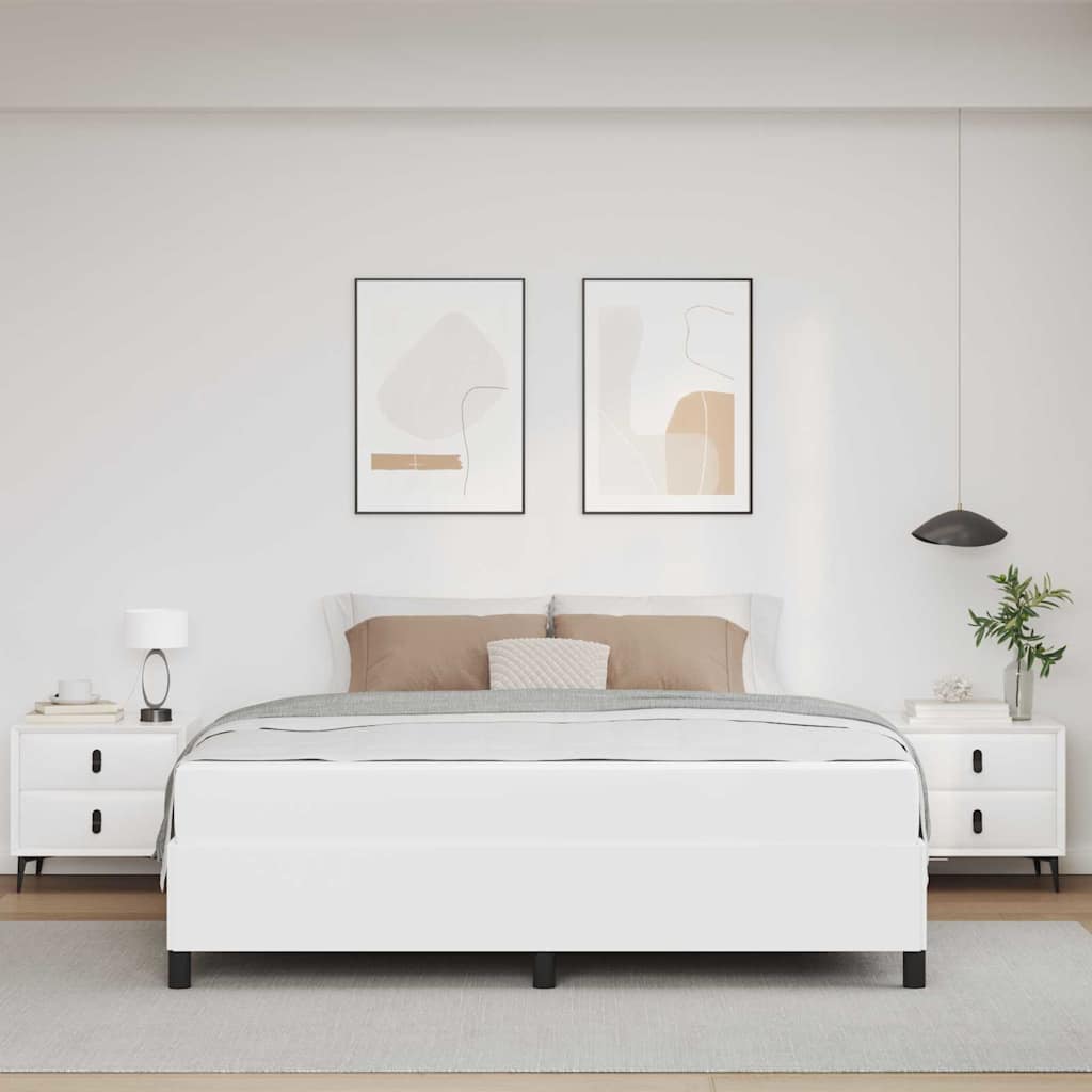 Sengeramme Med Madras Med Madras Hvid 180 X 200 Cm Kunstlæder - Billede 4