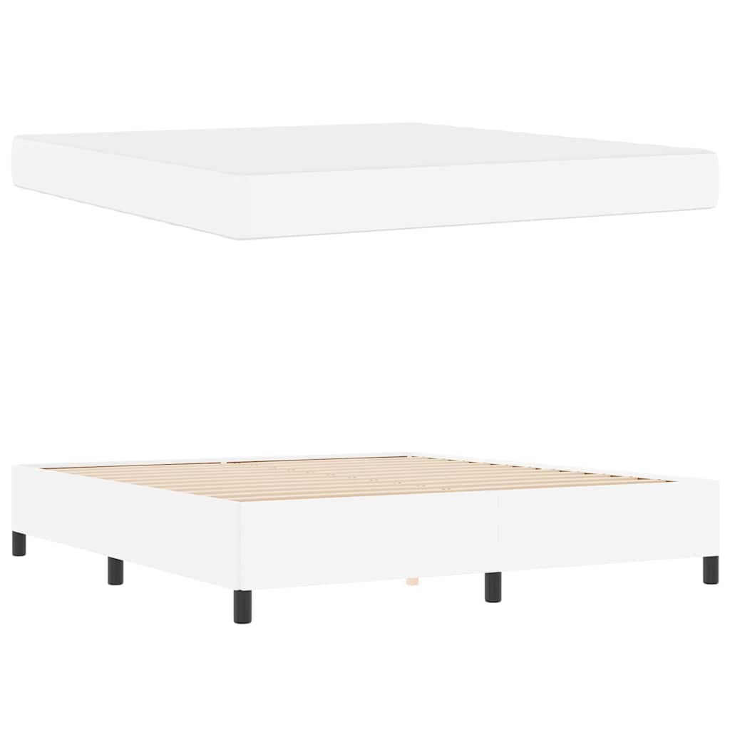 Sengeramme Med Madras Med Madras Hvid 180 X 200 Cm Kunstlæder - Billede 5