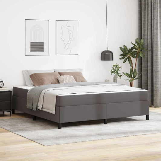 Sengeramme Med Madras Med Madras Grå 180 X 200 Cm Kunstlæder - Hovedbillede