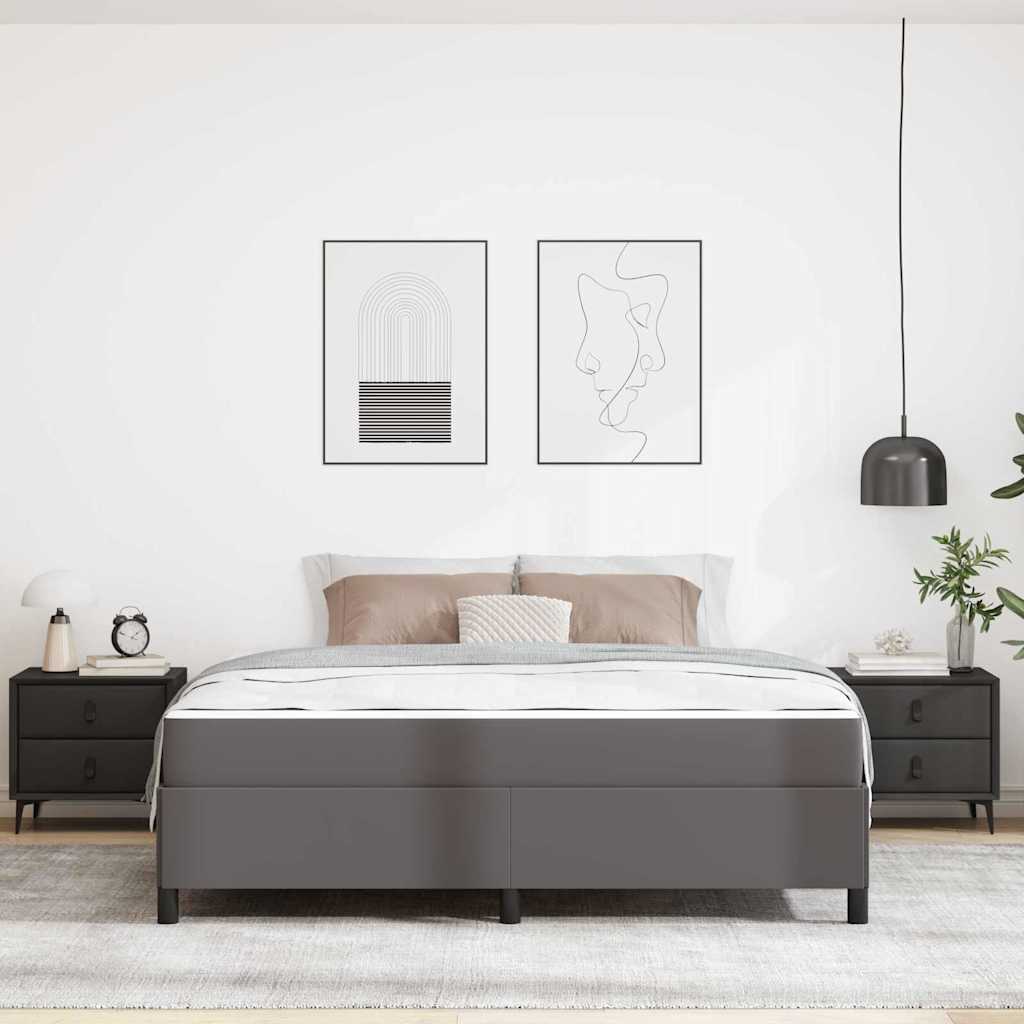 Sengeramme Med Madras Med Madras Grå 180 X 200 Cm Kunstlæder - Billede 4