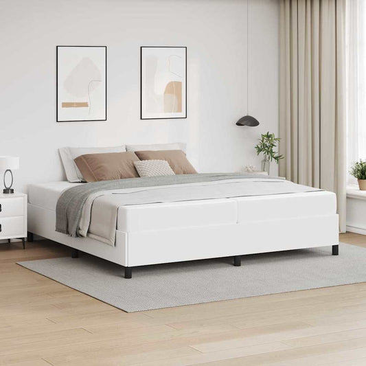 Sengeramme Med Madras Med Madras Hvid 200 X 200 Cm Kunstlæder - Hovedbillede
