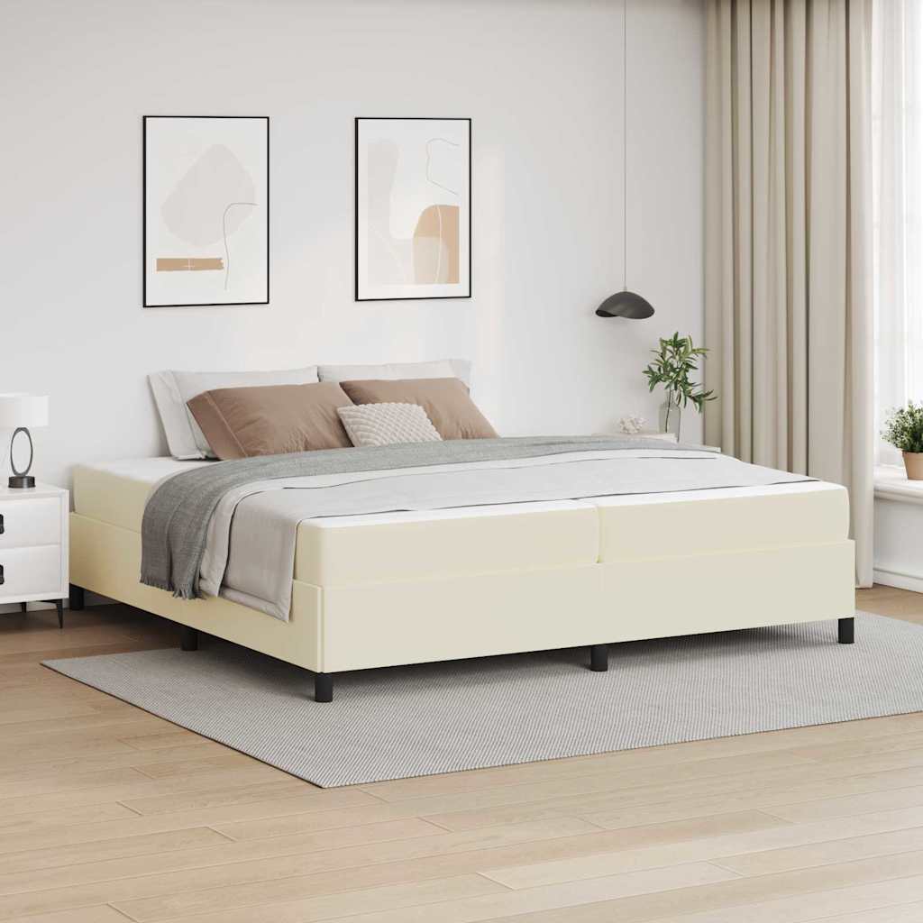 Sengeramme Med Madras Med Madras Creme 200 X 200 Cm Kunstlæder - Hovedbillede