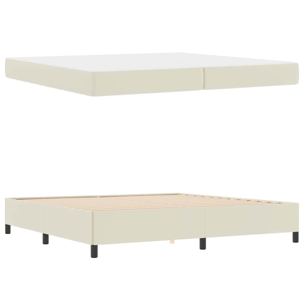 Sengeramme Med Madras Med Madras Creme 200 X 200 Cm Kunstlæder - Billede 5