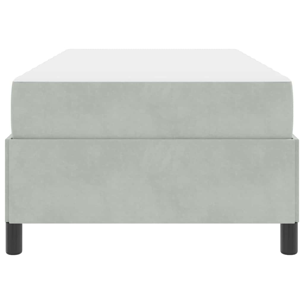 Sengestel Med Madras Lys Grå Og Grå Og Hvid 80 X 200 Cm Fløjl - Billede 7