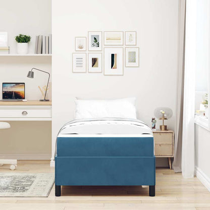 Sengestel Med Madras Mørkeblå Og Hvid 80 X 200 Cm Fløjl - Hovedbillede