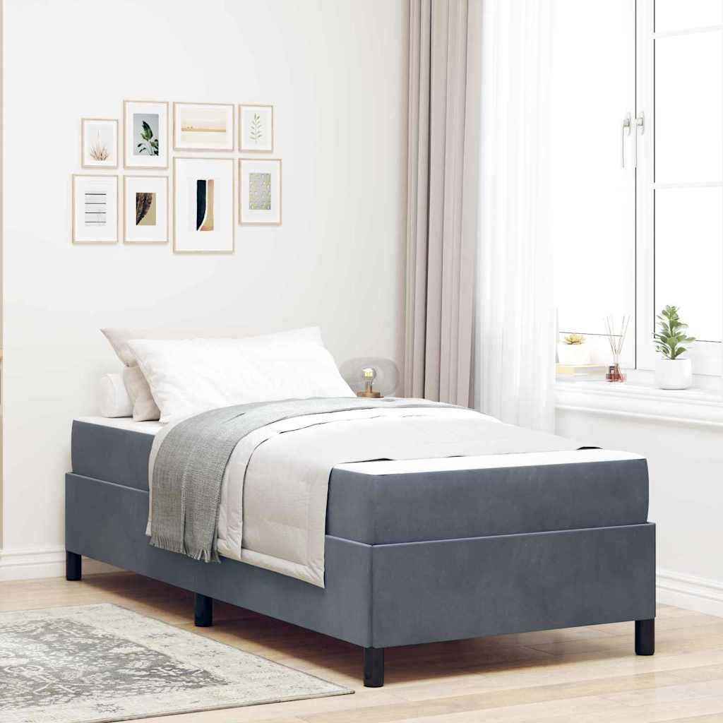 Sengestel Mørk Grå Og Mørk Grøn Og Hvid 90 X 190 Cm Fløjl - Hovedbillede