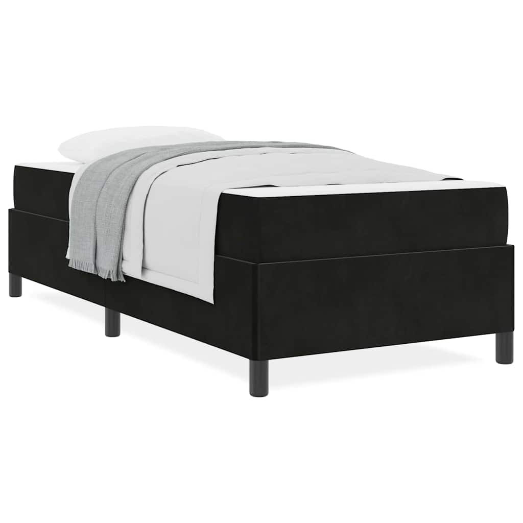 Sengestel Med Madras Sort Og Hvid Og Sort 90 X 190 Cm Fløjl - Billede 4