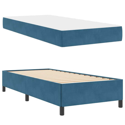 Sengestel Med Madras Mørkeblå Og Hvid 90 X 190 Cm Fløjl - Billede 4