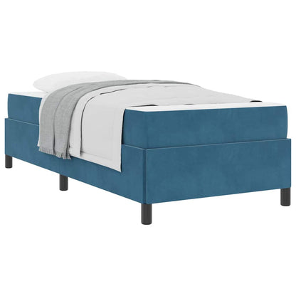 Sengestel Med Madras Mørkeblå Og Hvid 90 X 190 Cm Fløjl - Billede 3