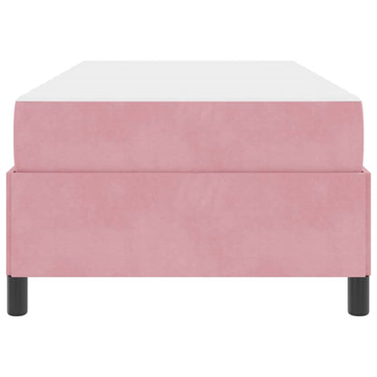 Sengestel Med Madras Lyserød Og Hvid 90 X 190 Cm Fløjl - Billede 7