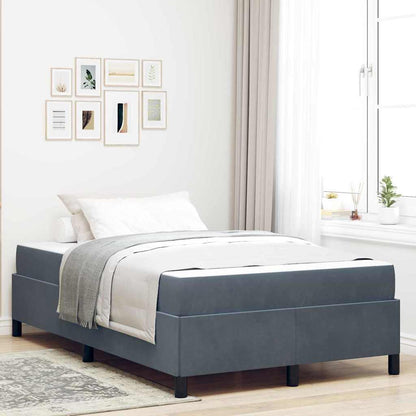 Sengestel Med Madras Mørk Grå Og Hvid 120 X 190 Cm Fløjl - Hovedbillede