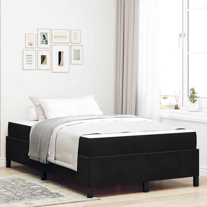 Sengestel Med Madras Sort Og Hvid 120 X 190 Cm Fløjl - Hovedbillede