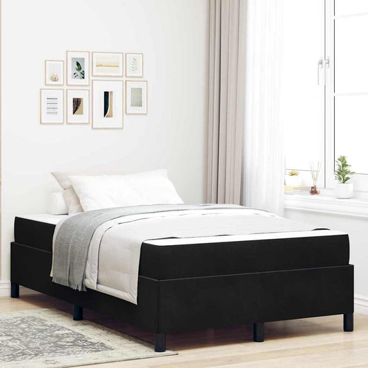 Sengestel Med Madras Sort Og Hvid 120 X 190 Cm Fløjl - Hovedbillede