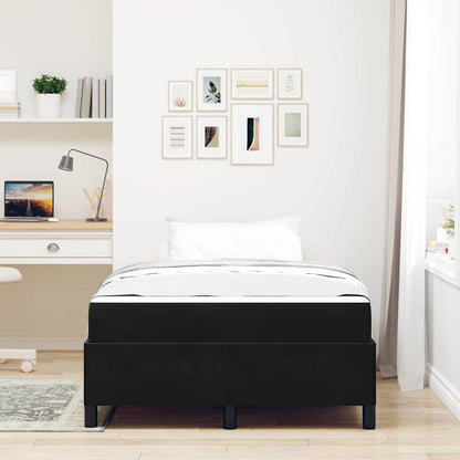 Sengestel Med Madras Sort Og Hvid 120 X 190 Cm Fløjl - Billede 4