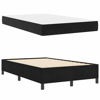 Sengestel Med Madras Sort Og Hvid 120 X 190 Cm Fløjl - Billede 5