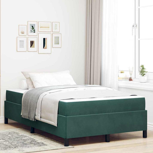 Sengestel Med Madras Mørkegrøn Og Hvid 120 X 190 Cm Fløjl - Hovedbillede