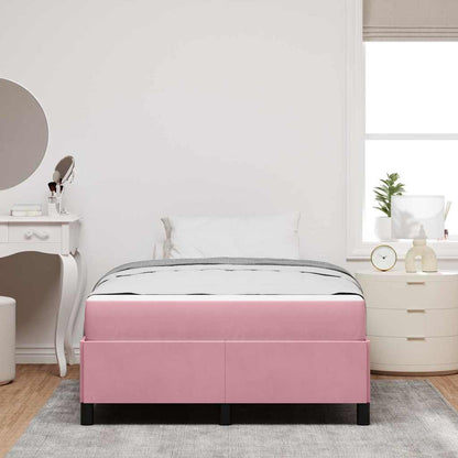 Sengestel Med Madras Lyserød Og Hvid 120 X 190 Cm Fløjl - Billede 4