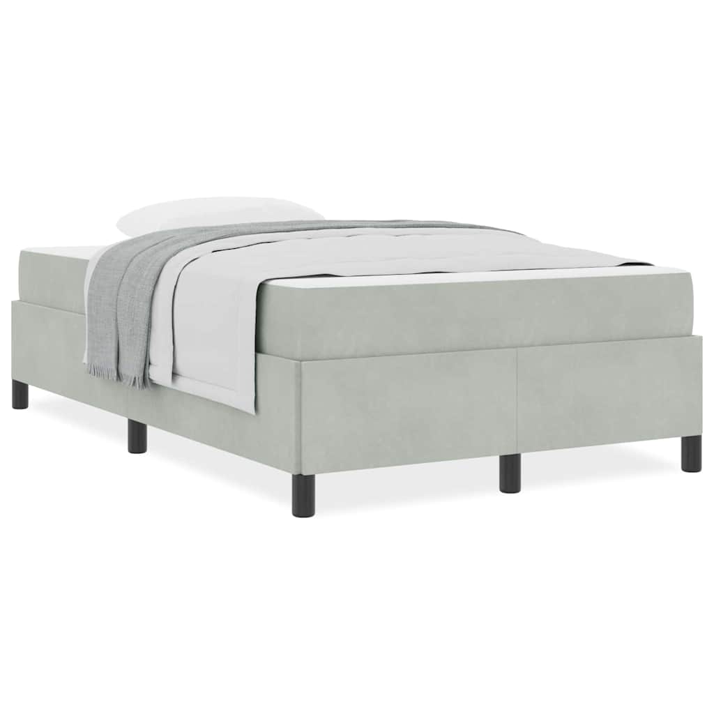 Sengestel Med Madras Hvid Og Lys Grå Og Hvid 120 X 200 Cm Fløjl - Billede 4