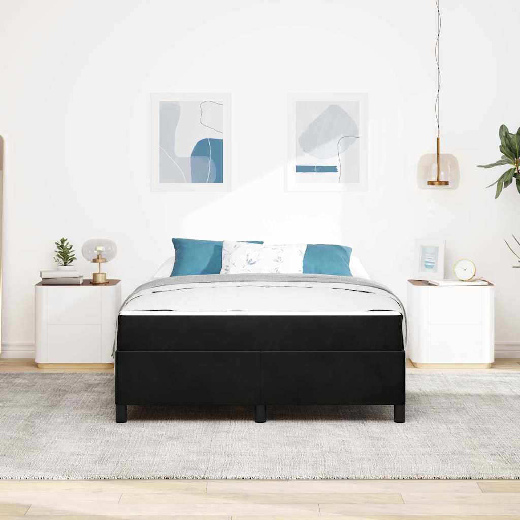 Sengestel Med Madras Sort Og Hvid 140 X 200 Cm Fløjl - Billede 5