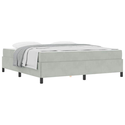 Sengestel Med Madras Lys Grå Og Grå Og Hvid 180 X 200 Cm Fløjl - Billede 3