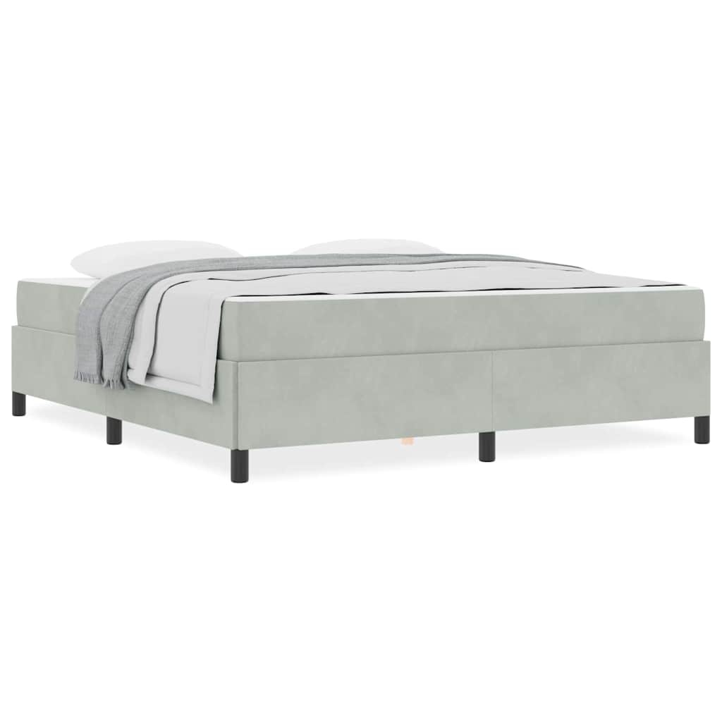 Sengestel Med Madras Lys Grå Og Grå Og Hvid 180 X 200 Cm Fløjl - Billede 4