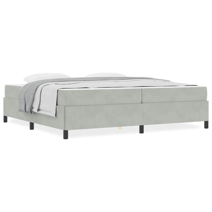 Sengestel Med Madras Lys Grå Og Grå Og Hvid 200 X 200 Cm Fløjl - Billede 4