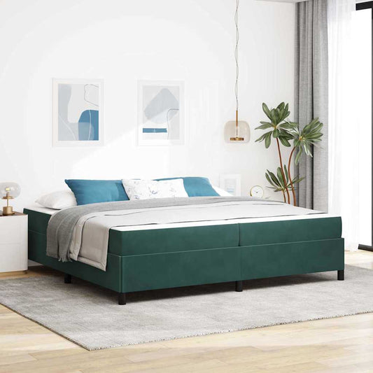 Sengestel Mørk Grøn Og Grøn Og Hvid 200 X 200 Cm Fløjl - Hovedbillede
