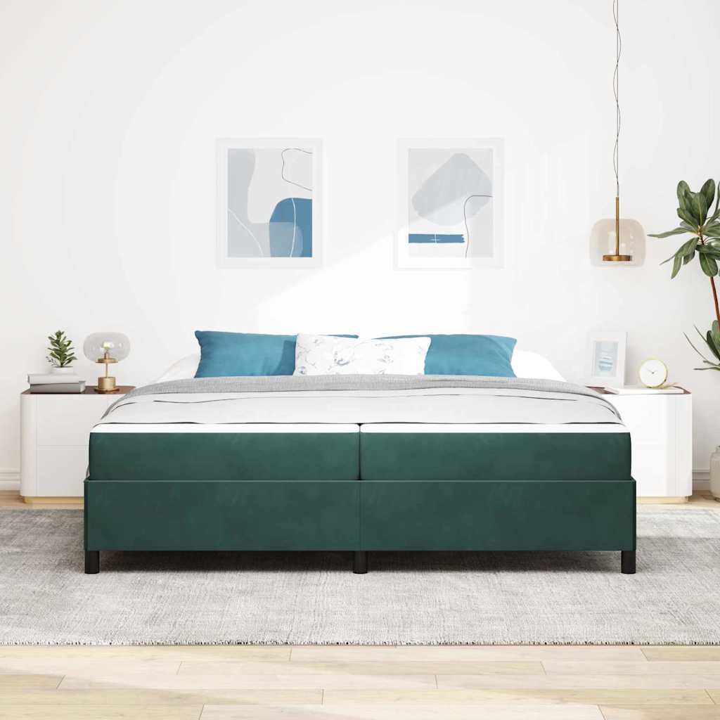 Sengestel Mørk Grøn Og Grøn Og Hvid 200 X 200 Cm Fløjl - Billede 4