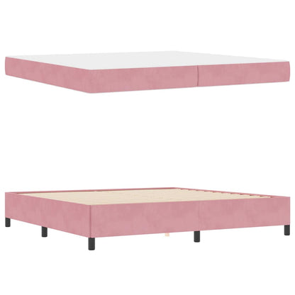 Sengestel Med Madras Lyserød Og Hvid 200 X 200 Cm Fløjl - Billede 5