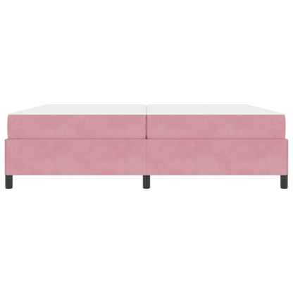 Sengestel Med Madras Lyserød Og Hvid 200 X 200 Cm Fløjl - Billede 6