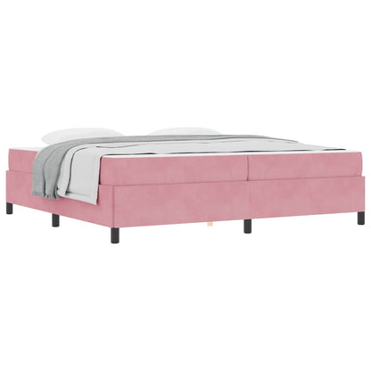 Sengestel Med Madras Lyserød Og Hvid 200 X 200 Cm Fløjl - Billede 3