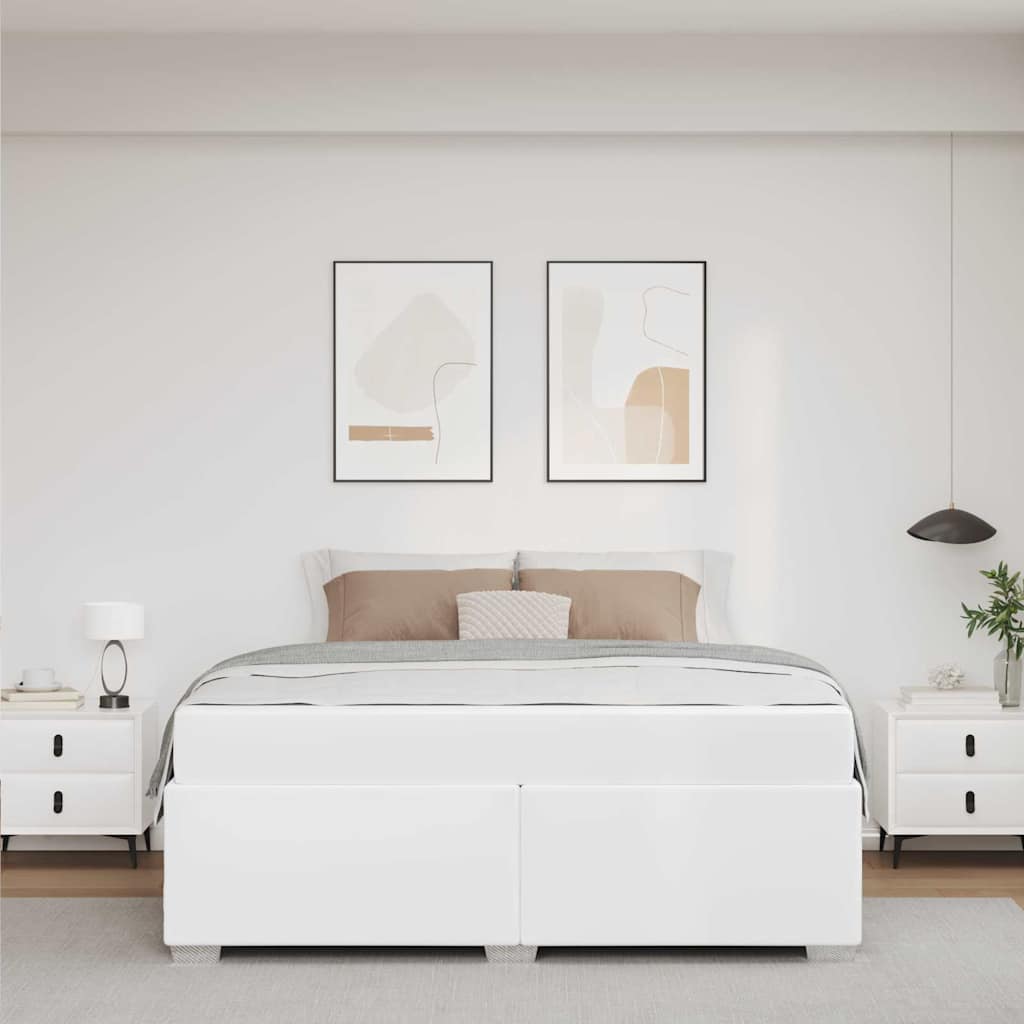 Sengestel Hvid 160 X 200 Cm Kunstlæder - Billede 4