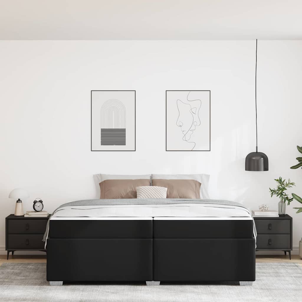 Sengestel Sort 200 X 200 Cm Kunstlæder - Billede 4